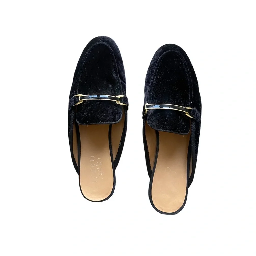 Franco Sarto Black Velvet Pippa Mules Loafers